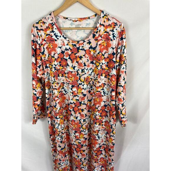 Lands End Floral Print Long Sleeve Dress Size 1X - Picture 2 of 6